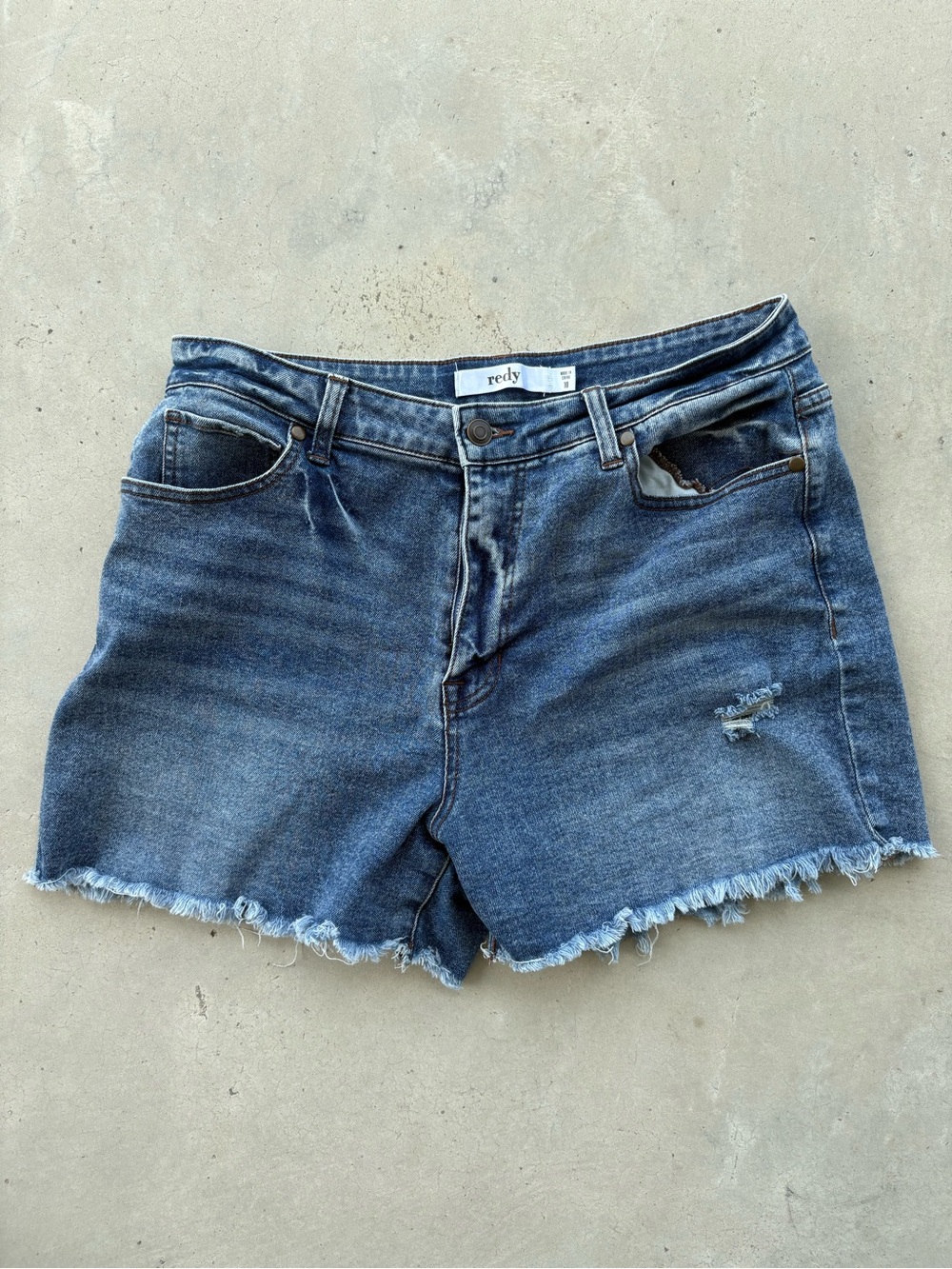 Redy Mid Wash Denim Frayed Hem Women's Shorts